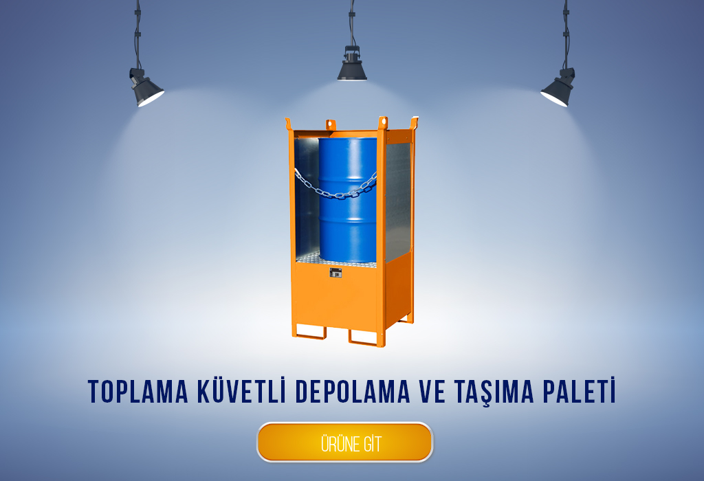 Toplama küvetli depolama ve taşıma paleti